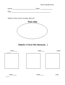 Preview of Main Idea and Details Graphic Organizer