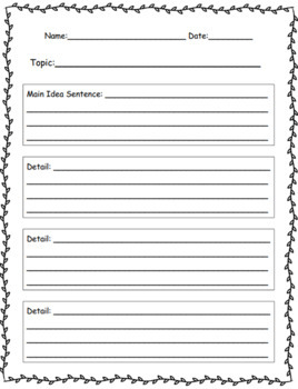 Main Idea and Details Graphic Organizer with Lines by LailaBee | TPT