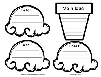 Main idea and 2025 detail icecream worsheets