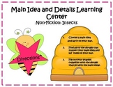 Main Idea and Details Learning Center - Bugs Nonfiction theme