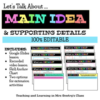 Preview of Main Idea and Details Lesson and Activities | Digital
