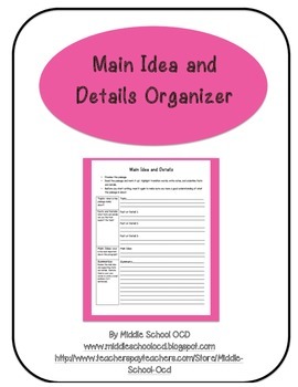 Preview of Main Idea and Details Organizer