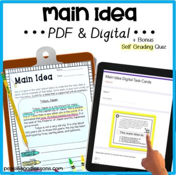 Preview of Main Idea and Details Passages for Fourth Grade ⭐ Main Idea 3rd Grade +