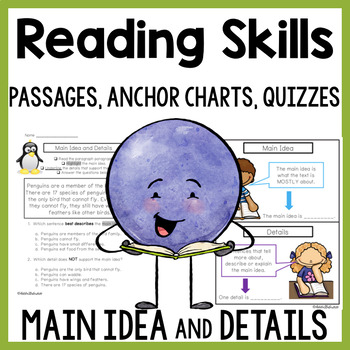 Preview of Main Idea and Details Reading Comprehension Passages and Graphic Organizers