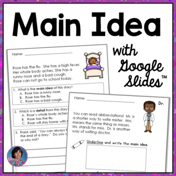 Preview of 2nd Grade Morning Work Google Slides Main Idea & Supporting Details Passages