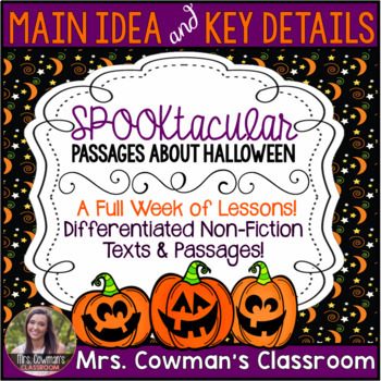 Preview of Main Idea and Key Details- Halloween Passages and Graphic Organizers