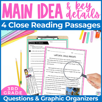 Preview of Main Idea Activities 3rd Grade - Close Reading Passages & Questions