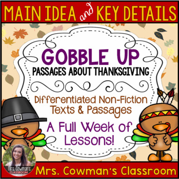 Preview of Main Idea and Key Details- Thanksgiving Passages and Graphic Organizers
