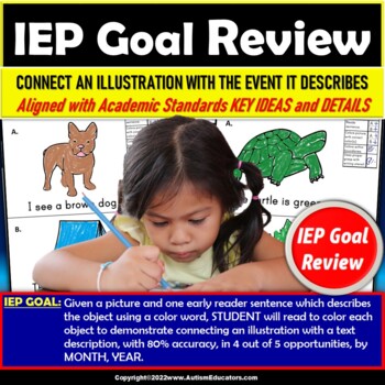 Preview of Main Idea and Key Details with Picture and Sentence for IEP Goal Review Autism