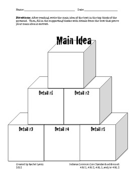 Preview of Main Idea and Supporting Detail Graphic Organizer