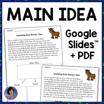 Preview of Main Idea & Supporting Details Worksheets with Digital Resource {Google Slides}