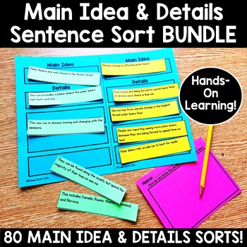 Preview of Main Idea and Supporting Details Activity Sentence Sort BUNDLE Graphic Organizer
