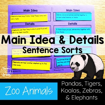 Preview of Main Idea and Supporting Details Activity Sentence Sort Graphic Organizer -Set 1