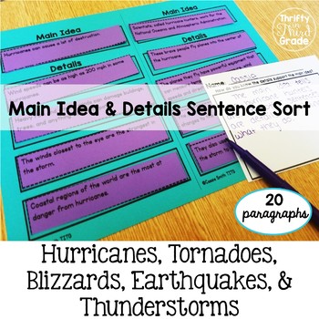 Preview of Main Idea and Supporting Details Activity Sentence Sort Graphic Organizer -Set 3