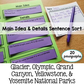 Preview of Main Idea and Supporting Details Activity Sentence Sort Graphic Organizer -Set 4