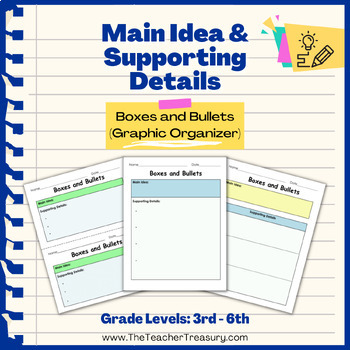 Preview of Main Idea and Supporting Details: Boxes and Bullets (Graphic Organizer)