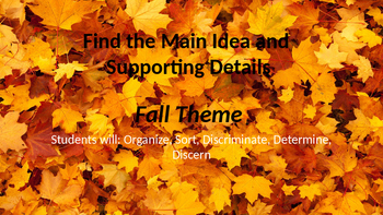 Preview of Main Idea and Supporting Details Fall Theme