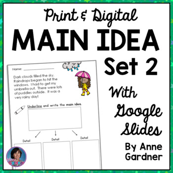 Preview of 2nd Grade Morning Work Digital Main Idea & Details Passages: Google Slides & PDF