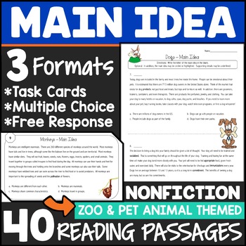 Preview of Main Idea and Supporting Details Passages For 3rd Grade Bundle