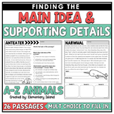 Finding the Main Idea & Supporting Key Details Worksheets 