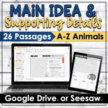 Preview of Main Idea and Supporting Details Passages | Drive or Seesaw | Distance Learning