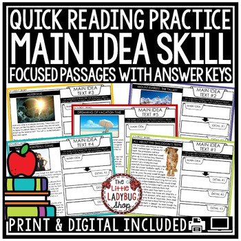 Preview of Main Idea and Supporting Details Reading Comprehension Passages and Questions