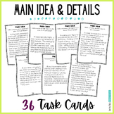 Main Idea and Supporting Details Task Cards - Passages, Sh