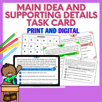 Preview of Main Idea and Supporting Details Task card