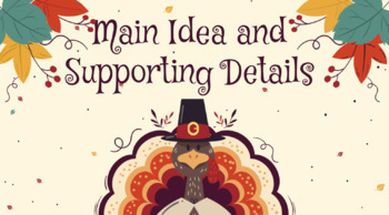 Preview of Main Idea and Supporting Details - Thematic Unit Plan - Thanksgiving Pie 
