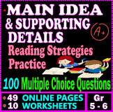 Main Idea and Supporting Details Worksheets. ELA Practice 
