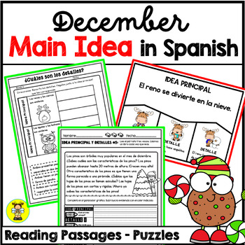 Preview of Main Idea and Supporting Details in Spanish for December with Digital Resource