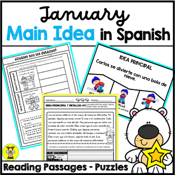 Preview of Main Idea and Supporting Details in Spanish for January with Digital Resource