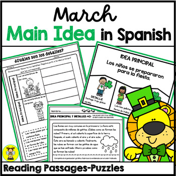 Preview of Main Idea and Supporting Details in Spanish for March with Digital Resource