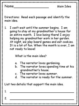 Main Idea for Third Grade: Differentiated Passages by Meaningful Teaching