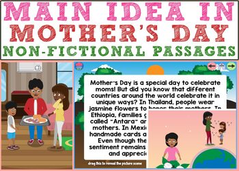 Preview of Main Idea in Mother's Day Non-Fictional Passages BOOM CARDS