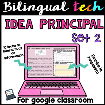 Preview of Main Idea in Spanish - Idea principal  for Distance learning -Google Classroom