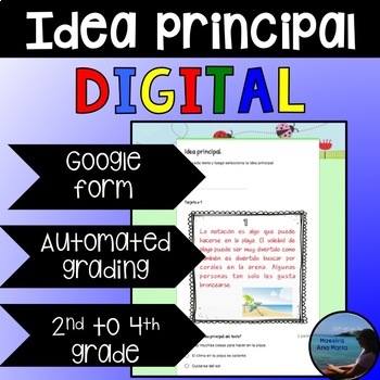 Preview of Main Idea  in Spanish for Google Classroom - Idea principal - Distance Learning