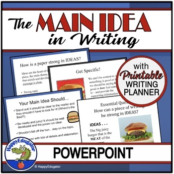 Preview of Main Idea in Writing PowerPoint with Printable Writing Planner