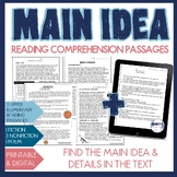 Main Idea reading comprehension passages with multiple cho