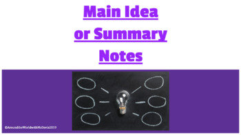 Preview of Differences between the Main Idea or Summary Notes