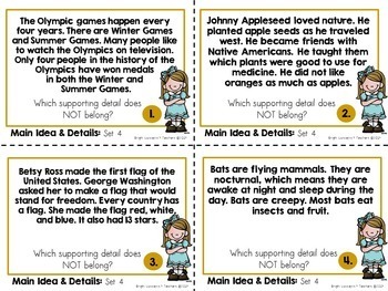 Main Idea & Details Task Cards by Bright Concepts 4 Teachers | TpT