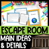 Reading Escape Room Game for Main Ideas and Details | Upper Elementary Breakout