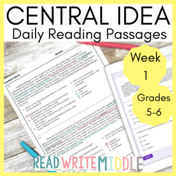 Preview of Main Ideas and Inferences Daily Reading Comprehension Passages Week 1