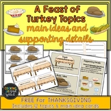 Main Ideas and Supporting Details{A Feast of Turkey Topics for Thanksgiving}FREE