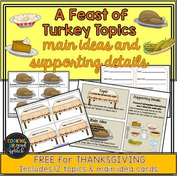 Preview of Main Ideas and Supporting Details{A Feast of Turkey Topics for Thanksgiving}FREE