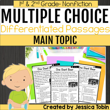 Preview of Main Topic Differentiated Reading Passages 1st Grade & 2nd Grade Multiple Choice