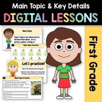 Preview of Main Topic Informational Texts 1st Grade Google Slides | Guided Reading Practice