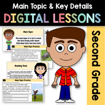 Preview of Main Topic Informational Texts 2nd Grade Google Slides | Guided Reading Practice