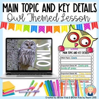 Preview of Main Topic and Key Details Lesson | Kindergarten | Owl Themed