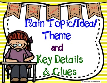 Preview of Main Topic/Idea & Key Details Graphic Organizers, Anchor Chart Sign, & Foldable